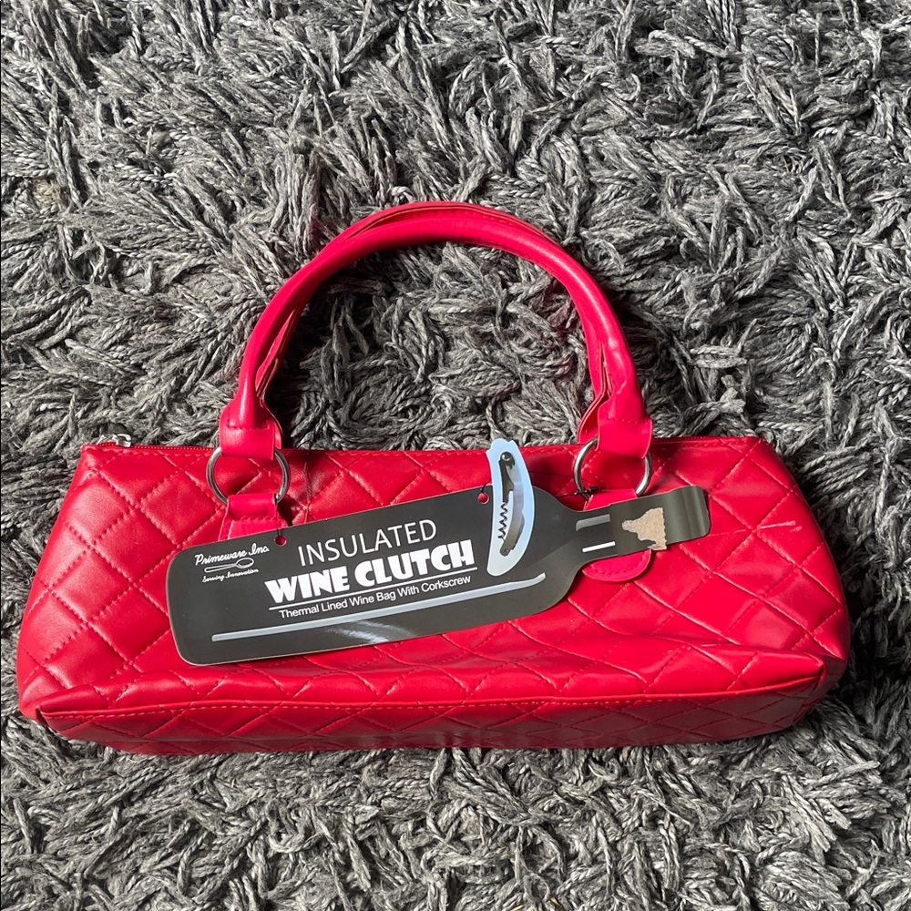 Primeware Red Quilted Insulated Wine Clutch NWT